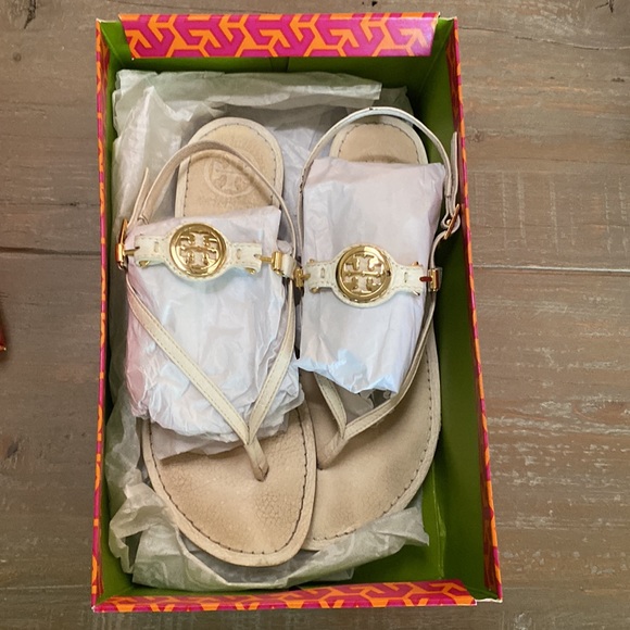 Tory Burch Ali Thong Leather Bleach Sandals size 8 - Picture 3 of 5